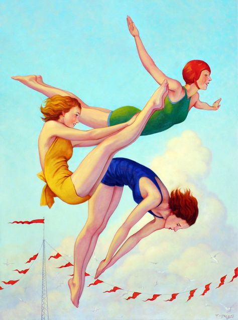 Fred Calleri, Vintage Swimmer, Composition Painting, Carmel Ca, Fashion Illustration Vintage, Architectural Sketch, Painting Medium, Arte Inspo, Sports Art