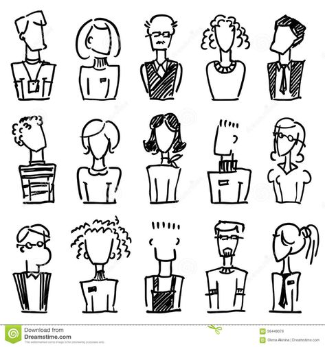 Doodle avatar stock vector. Illustration of draw, management - 56449078 Drawn People, Visual Note Taking, Doodle People, Graphic Facilitation, Graphic Recording, Sketch Note, Doodle Characters, Visual Notes, Cartoon Doodle