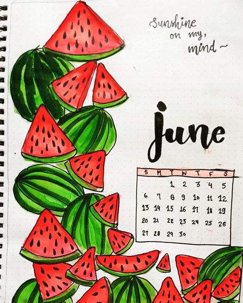 June Calender Drawings, June Themed Calendar, June Calendar Doodles, June Calendar 2024 Bullet Journal, June Doodles Bullet Journal, June Calander Aesthetic, June Calender Aesthetic, June White Board Calendar Ideas, Bullet Journal Fruit Theme