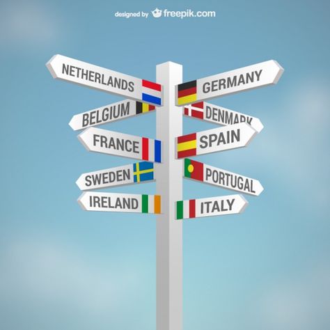 Countries signs Free Vector | Free Vector #Freepik #freevector #travel #sign #europe #way Travel Signs, Europe Countries, Europe Tour, Give Directions, Country Signs, World Party, Travel Tech, Komodo, Spain And Portugal