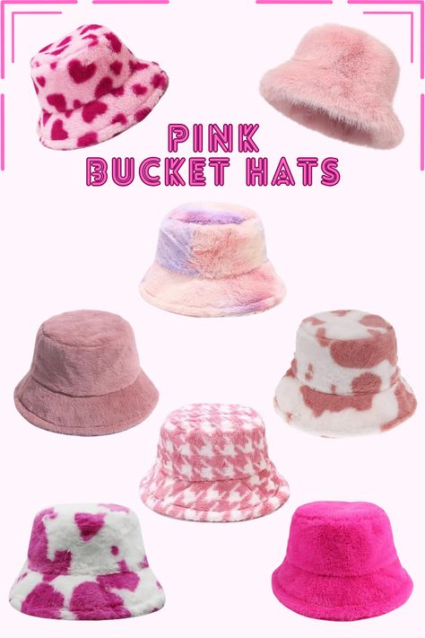 Pink Buckets Hats, Faux Fur Bucket Hats, Hats for Women Pink Bucket Hat, Fur Bucket, Faux Fur Bucket Hat, Fur Bucket Hat, Pink Faux Fur, Bucket Hats, Buckets, Hat Fashion, Hats For Women