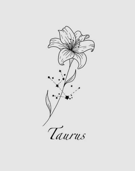 Taurus Collar Bone Tattoo, Aries Zodiac Flower Tattoo, Taurus With Flowers Tattoo, May Taurus Birth Flower Tattoo, Birth Flower With Zodiac Sign Tattoo, Taurus Tattoos Ideas, Zodiac Sign With Flowers Tattoo, Taurus Tattoo Constellation Flower, Taurus Zodiac Flower Tattoo