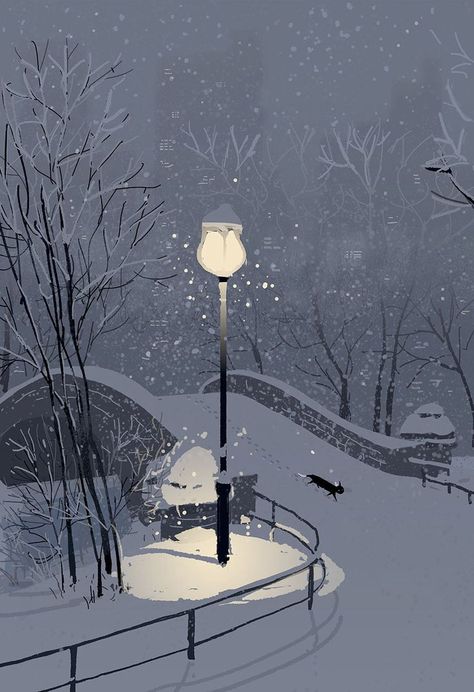 Pascal Campion, Snowy Night, Storybook Art, Winter Illustration, Winter Wallpaper, Winter Scenery, Landscape Illustration, Winter Art, Dreamy Art