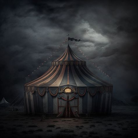 AI Halloween Carnival Aesthetic, Creepy Circus, Circus Aesthetic, Halloween Circus, Dark Circus, Digital Journaling, Night Circus, Canvas Tent, Paint Night