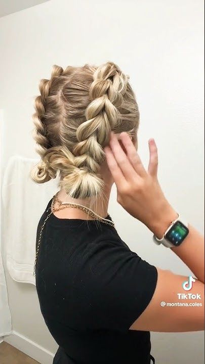 EASY Bubble Braid Tutorial 🫧😍 How To Do Two Bubble Braids, Bubble Braids On Short Curly Hair, French Braid With Bubble Braid, Dragon Bubble Braids Tutorial, Hairstyles For Outside Activities, Full Bubble Braids, Fake Bubble Braids, Criss Cross Bubble Braids, Cute Hairstyles For Gymnastics Meets