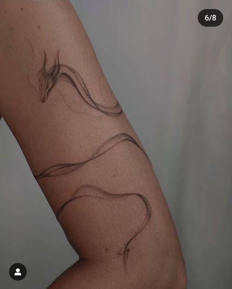 Dragon Tattoo That Wraps Around Arm, Minimalistic Tatoos Aesthetic, Delicate Line Tattoos For Women, Elegant Fine Line Tattoo, Minimal Hand Tattoos For Women, Simple Wrap Around Tattoo, Ethereal Aesthetic Tattoo, Body Flow Tattoo, Small Artsy Tattoos