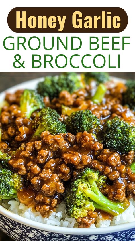 Honey Garlic Ground Beef, Ground Meat Recipes Healthy, Garlic Beef And Broccoli, Honey Garlic Beef, Ground Beef And Broccoli, Garlic Beef, Cabbage Rolls Recipe, Honey Garlic Sauce, Breakfast Appetizers