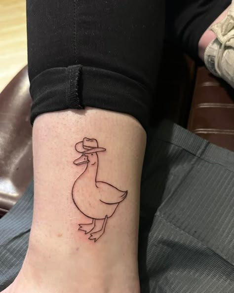 Silly Goose Tattoo, Goose Tattoo, Wine Glass Tattoo, Western Tattoos, Sleeve Ideas, Mermaid Tattoos, Matching Tattoo, Sleeves Ideas, Cartoon Tattoos