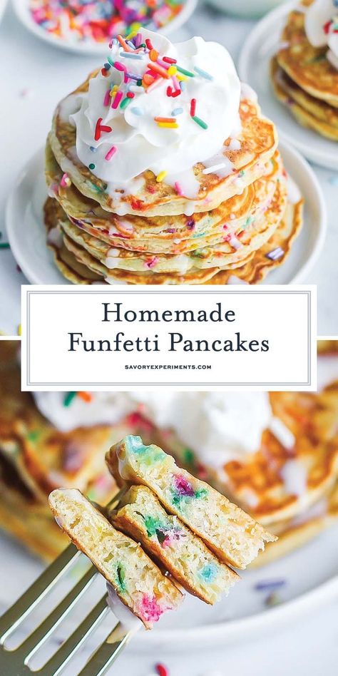 Birthday Breakfast Recipes, Birthday Breakfast Cake, Toddler Birthday Breakfast Ideas, 1st Birthday Breakfast Ideas, Birthday Pancakes For Kids, 1st Birthday Breakfast, Toddler Birthday Breakfast, Pancake Ideas Creative, Confetti Waffles