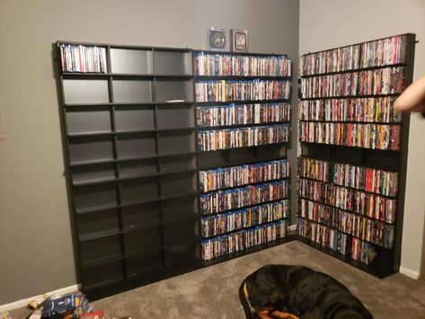 Blu ray movies added to the new wall Blu Ray Storage Ideas, Blu Ray Storage, Blu Ray Collection, Physical Media, Cd Storage, Cliff House, Community Theater, Blu Ray Movies, Theater Room