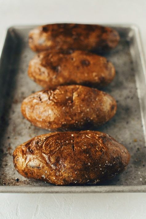 Baked Potato With Crispy Skin, Crispy Skin Baked Potatoes In The Oven, Crispy Skinned Baked Potatoes, Elevated Baked Potato, Crisp Baked Potatoes, Crispy Russet Potatoes Oven Baked, Crispy Skin Baked Potato, Crispy Baked Potatoes In The Oven, Crusty Baked Potatoes