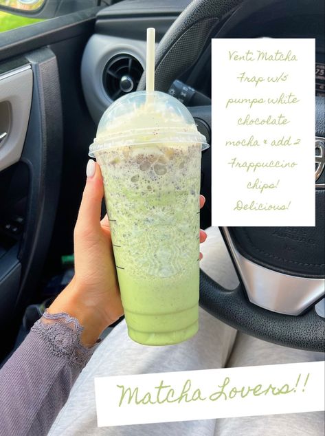 Starbucks Matcha Frappuccino Recipe, Matcha Frappe Starbucks, Matcha Frappuccino Starbucks, Green Tea Starbucks Drinks, Matcha Frappuccino Recipe, Starbs Drinks, Alcoholic Coffee Drinks, Matcha Frappuccino, Matcha Frappe