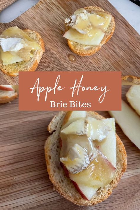 Apple Brie Crostini Appetizers, Apple Brie Honey Crostini, Apple And Brie Crostini, Brie Apple Honey Crostini, Apple And Brie Appetizer, Honey Brie Bites, Apple Brie Bites, Crispy Crostini, Honey Appetizers