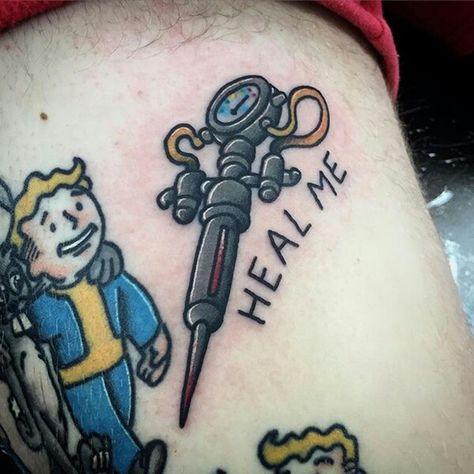 Fallout 3 Tattoo, Fallout 76 Tattoo Ideas, Fallout 4 Tattoo Ideas, Fallout American Traditional Tattoo, Fallout Tattoo Ideas, Fallout 4 Tattoos, Fallout Tattoo, Hiking Tattoo, Tattoo Wedding Rings