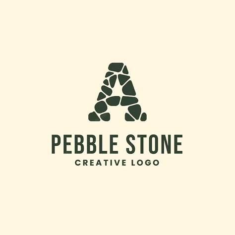 Premium Vector | A letter pebble stone organic and luxurious logo design Stone Graphic Design, Stone Logo Design, Rock Logo Design, Stone Branding, Pebbles Garden, Tent Logo, Gate Logo, Festival Branding, Luxurious Logo