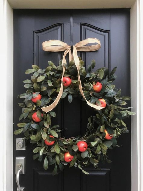 Summer Apple Wreath Front Door Summer Wreaths | Etsy Apple Wreaths, Apple Orchard Fall, Wreath Alternative, Apple Wreath, Apple Christmas, Fruit Wreath, Wreaths Fall, Window Wreath, Apple Decorations