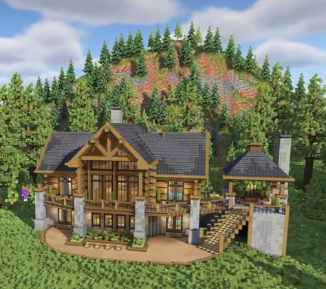 Minecraft Luxury House, Minecraft Beautiful House, Minecraft Log Cabin, Big Minecraft Houses, Minecraft Castle Designs, Minecraft Building Guide, Minecraft Houses Blueprints, Minecraft House Tutorials, Minecraft House Plans