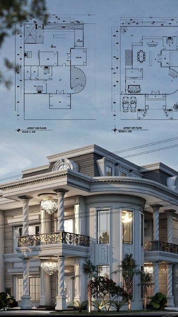 House Design Luxury, Classic Villa Exterior, Housing Plans, Indian House Exterior Design, House Structure, Environment Inspiration, Villa Modern, House Concept, Classic House Exterior