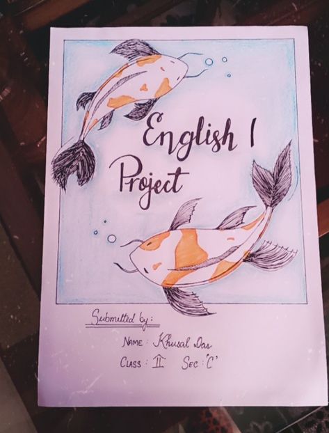 By Harshita Das English Holiday Homework Front Page, English Project File Front Page Decoration, Front Page Design For English Assignment, Simple Project Design For School, English Cover Page Aesthetic School, Border Designs For Projects English, Project Work Front Page Design Aesthetic, English Holiday Homework Cover Page, Front Page Of English Project