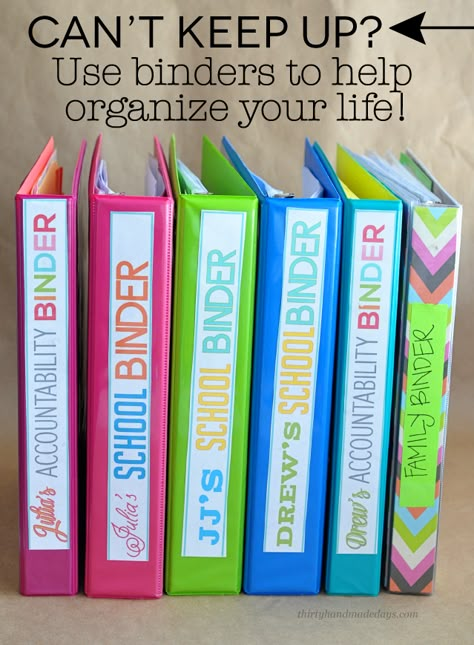 Can't Keep Up? How to Use Binders to Organize Your Life - simple tips that anyone can use to help get your life on track. Printables include... Family Binder, To Do Planner, Home Binder, School Binder, Home Management Binder, Binder Organization, Family Organizer, Household Organization, Budget Binder