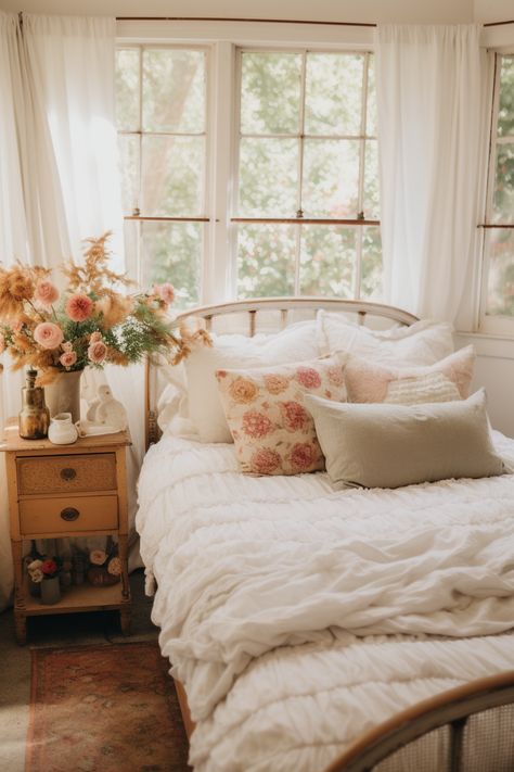 40+ Gorgeous Cottagecore Bedroom Ideas Cottage Core Bedroom Decor, Cottagecore Bedrooms, Floral Patterns Vintage, Cottagecore Bedroom Ideas, Cottage Core Bedroom, Witch's Cottage, Cottagecore Bedroom, Cottagecore Home, Bedrooms Ideas