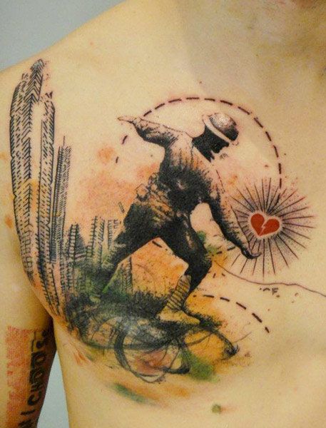 Tattoo Artist - Xoil Tattoo | Tattoo No. 10621 Banksy Tattoo Ideas, Tattoo Soldier, Xoil Tattoo, Banksy Tattoo, Xoil Tattoos, Photoshop Tattoo, Soldier Tattoo, French Tattoo, Abstract Tattoo Designs