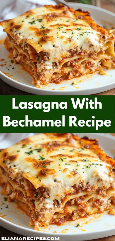 Searching for creamy lasagna recipe ideas? This lasagna with bechamel recipe is a delicious choice! Enjoy the rich flavors in this perfectly baked dish, one of the best lasagnas recipe options. Lasagna Ideas, Ultimate Lasagna Recipe, Lasagna With Bechamel, Lasagna With Bechamel Sauce, Bechamel Recipe, Lasagna Dinner, Bechamel Sauce Recipe, Best Lasagna Recipe, Lasagna Recipes