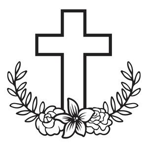 Laser Patterns, Cross With Flowers, Cross Silhouette, Cross Drawing, Cross Pictures, School Coloring Pages, Easter Images, Cross Art, Easter Coloring Pages