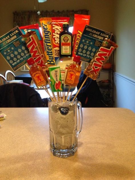 Beer Mug Gifts Ideas Filled, Shooter Bouquet, Mug Bouquet, Beer Bouquet, Lottery Ticket Gift, Candy Bar Bouquet, Handmade Father's Day Gifts, Gift Card Bouquet, Man Bouquet