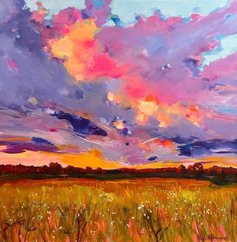 Polly Kimmorley on Instagram: "“Now 🔴SOLD Sunset” 1mx1m DM for details . Love a good sunset, throwing it’s glow across the countryside . . . #newart #framedart #studio #sunset #sunsetglow #country #countryside #pretty #cloudslovers #landscapes #artcollectors #homedecor #interiordesigner #interiordecor #afordableart #artforyourwalls #arttobuy" Polly Kimmorley, Compulsive Liar, Vegetable Drawer, Best Sunset, Visual Communication, Landscape Art, Home Deco, New Art, Framed Art