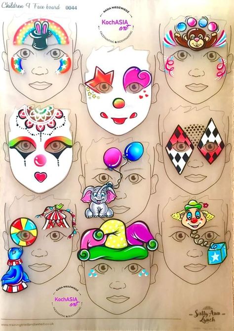 Circus Face Painting Ideas, Circus Face Paint, Cheetah Face Paint, Skeleton Face Paint, Pumpkin Face Paint, Clown Face Paint, Cheetah Face, Doll Face Paint, Abstract Painting Diy