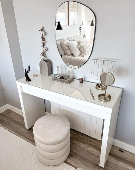 MALM White Dressing Table - Popular & Stylish - IKEA Cute Ikea Vanity, Ikea Malm Makeup Table, Ikea Malm Beauty Table, Ikea White Dressing Table, Ikea Malm Dressing Table, Wooden Bedroom Furniture Sets, Ikea Dressing Table, Small Vanity Table, Malm Dressing Table