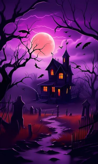 Fondo de halloween con tumbas árboles mu... | Premium Photo #Freepik #photo #horror #casa-halloween #cementerio #luna-halloween Halloween Ilustraciones, Hallowen Baground, Graveyard Wallpaper Iphone, Halloween Landscape Wallpaper, Haunted House Iphone Wallpaper, Wallpaper Halloween, Halloween Drawings, Interior And Exterior, Collage