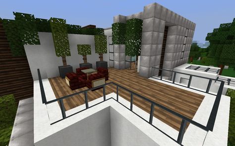 Minecraft Balcony Ideas To Build, Minecraft Terrace Ideas, Minecraft Balcony Decor, Minecraft Balcony Design, Balcony Minecraft, Minecraft Balcony Ideas, Minecraft Balcony, Mc Houses, Minecraft Roof