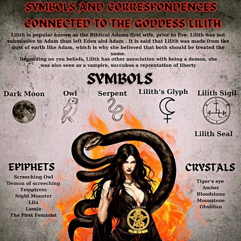 Banned from the Bible, Lilith's story is wild! Swipe to explore her fierce independence & mysterious power. #lilith #spellwork #babywitch #witchcraft101 #beginnerwitch #witchesofig #witchesofinstagram🔮🌙 #spell #spells #spelling #witch #instagood #viral #viralreel Lilith Symbolism, Lilith Worship, Lilith Deity, Lilith Witchcraft, Mother Lilith, Lillith Goddess, Lilith Goddess, Lilith Symbol, Goddess Lilith