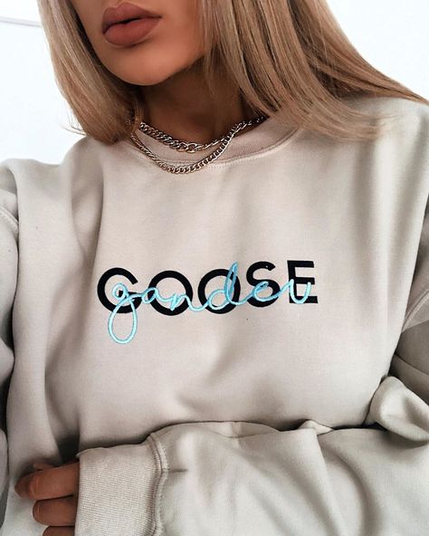 The Goose, Trendy Hoodies, 자수 디자인, Shirt Print Design, Comfy Sweatshirt, Tee Shirt Designs, Mode Hijab, Female Model, Over The Top