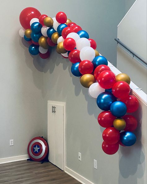 Superhero Birthday, Balloon Arch, Ball Exercises, Arch, Balloons, Marvel, Birthday