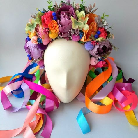 Headdress Ideas, Yellow Flower Crown, Carnaval Diy, Karneval Diy, Festival Headpiece, Floral Headdress, Flower Costume, Flower Headdress, Headpiece Diy