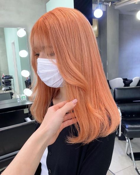 Peach Curly Hair, Pastel Orange Hair, Peach Hair Colors, Inspiring Hairstyles, Red Hair Inspiration, Hair Color Orange, Korean Hair Color, Hairstyles For Prom, Style Tutorial