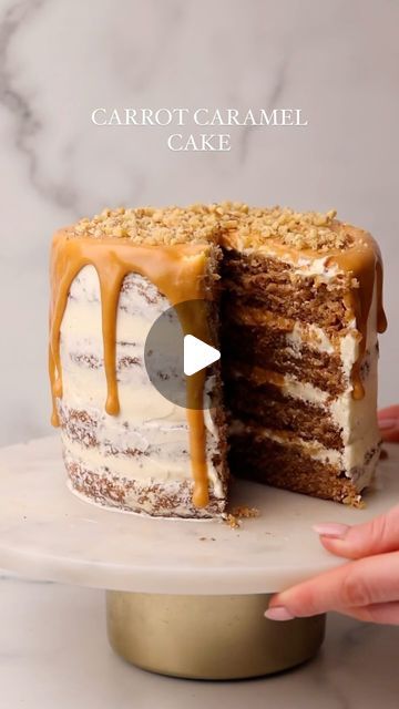 Rosie Brown on Instagram: "Caramel Carrot Cake 🥕 

With four layers of super moist, perfectly spiced sponge, velvety cream cheese frosting, and gooey caramel, this is truly the best carrot cake. My recipe is egg-free and can be made without dairy and the best part is it’s super simple to make. 

This recipe is part of my exclusive content and can be accessed via subscription on my Instagram or website (link in my bio) or comment ‘carrot cake’ and I’ll send the subscription details straight to your DMs ✨ 

#carrotcake #caramel #caramelcake #carrotcakerecipe #mothersdaycake #cake #layercake #vegan #vegancakes #egglesscakes #dairyfreerecipes #eggfree #egglessbaking" Caramel Carrot Cake Recipe, Dance Desserts, Caramel Carrot Cake, Carrots Recipes, Moist Carrot Cakes, Gooey Caramel, Best Carrot Cake, Specialty Cake, Barn Dance