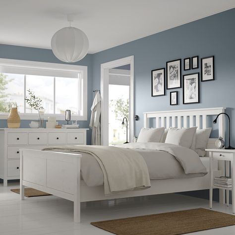 Hemnes Bedroom, Hemnes Bedside Table, Hemnes Bed, Cama Ikea, White Bed Frame, Ikea Bedroom, Ikea Hemnes, Ikea Bed, White Bed