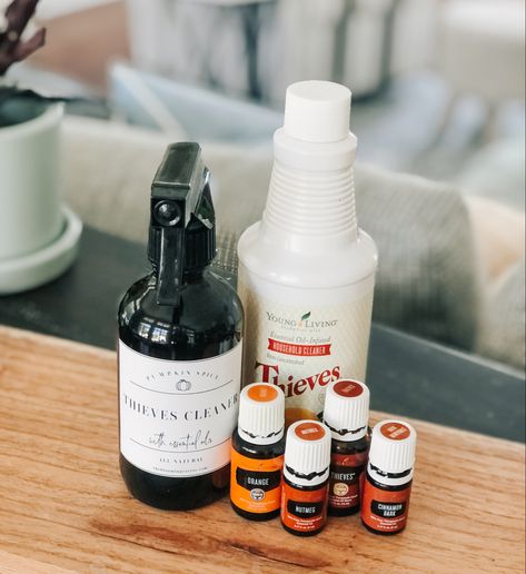 Fall Thieves Cleaner, Thieves Household Cleaner Recipe, Thieves Cleaner Recipe, Theives Oil, Essential Oil Cleaner, Thieves Spray, Diy Room Spray, Diy Pumpkin Spice, Cinnamon Bark Essential Oil