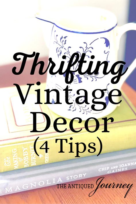 I find it to be such an accomplishment when using thrifted decor to use in your home. It takes years of hard work and dedication to collect an array of vintage pieces and is so rewarding when it all comes together seamlessly. Decorating with vintage decor creates a home that is special and homey. Here are my 4 tips for thrifting vintage home decor! Antique Pieces For Home Decor, Thrifted Vs Styled Home Decor, Vintage Decorating Ideas For The Home, Thrifting Home Decor, Decorating With Vintage Items, Thrifting Decor, Vintage Repurposed Items, Vintage Decorating Ideas, Halloween Budget