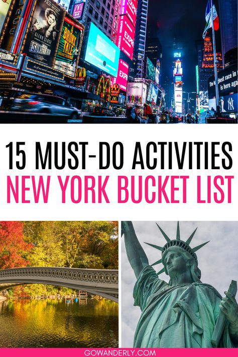 Guide to 15 must-do activities and attractions for visitors to New York City. Nyc Must See Bucket Lists, New York City Weekend Trip, New York Must Do, New York In The Spring, Nyc Itinerary 3 Day, Nyc To Do, New York Must Do Bucket Lists, What To Do In New York, Things To Do In New York City