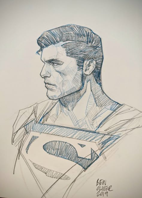 Superman Sketch, Superhero Drawings, Ben Oliver, Superman Drawing, Hummingbirds Photography, Cartoon Sketch, Superman Art, Comic Drawing, Dc Comics Art