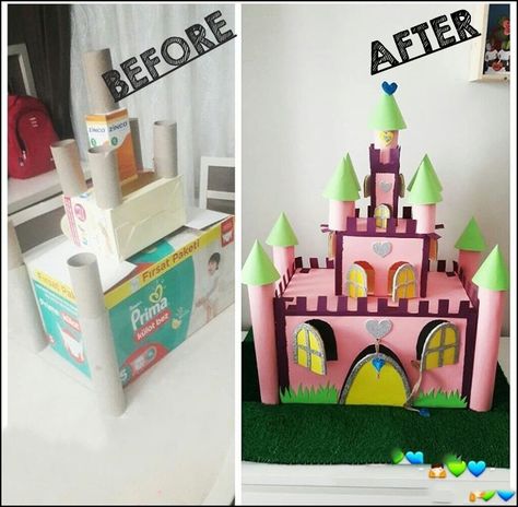 Castle Cardboard, Cardboard Box Castle, Boxes Craft, Paper Castle, Castle Crafts, Cardboard Crafts Kids, Castle Project, Cardboard Castle, Kids Castle