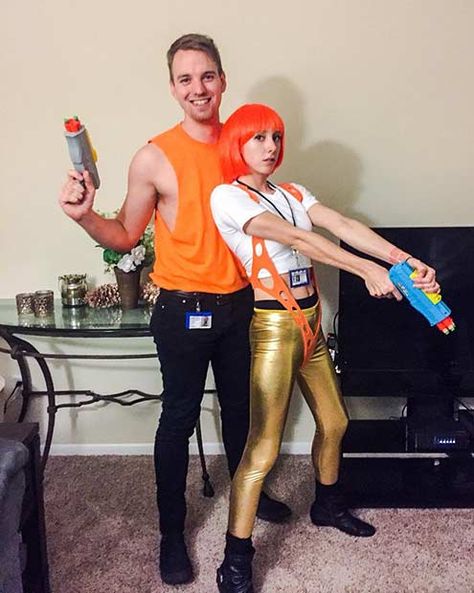 Easy Halloween Costumes For Couples, Leeloo Costume, Fifth Element Costume, 90s Dress Up, Karneval Diy, Couple Halloween Costume, Sci Fi Costume, Halloween Duos, Costumes For Couples