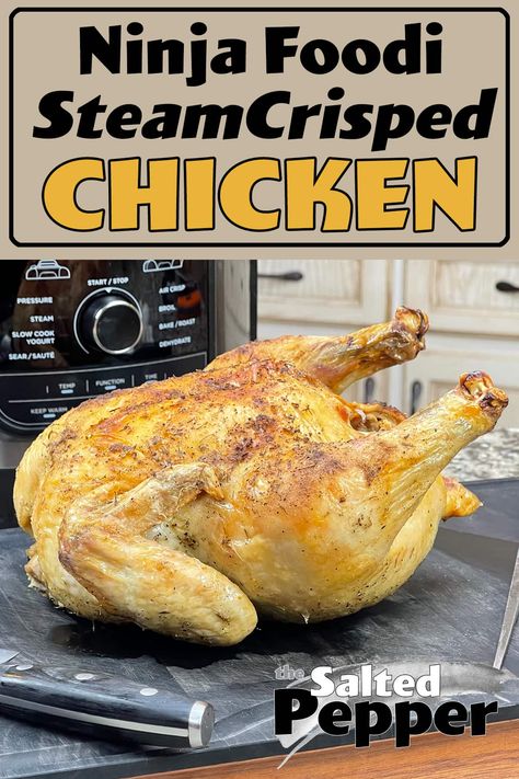 Perfectly cooked and crisped chicken in the Ninja Foodi Ninja Cooking System Recipes, Multi Cooker Recipes, Cooking Whole Chicken, Whole Chicken Recipes, Steamed Chicken, Ninja Recipes, Pressure Cooker Chicken, Air Fryer Dinner Recipes, Ninja Foodi