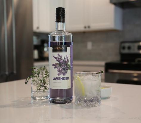 Cocktails With Lavender, Club Soda Cocktails, Lavender Vodka, Lavender Cocktail, Vodka Cocktails Recipes, Flavored Vodka, Fancy Drinks, Highball Glass, Club Soda