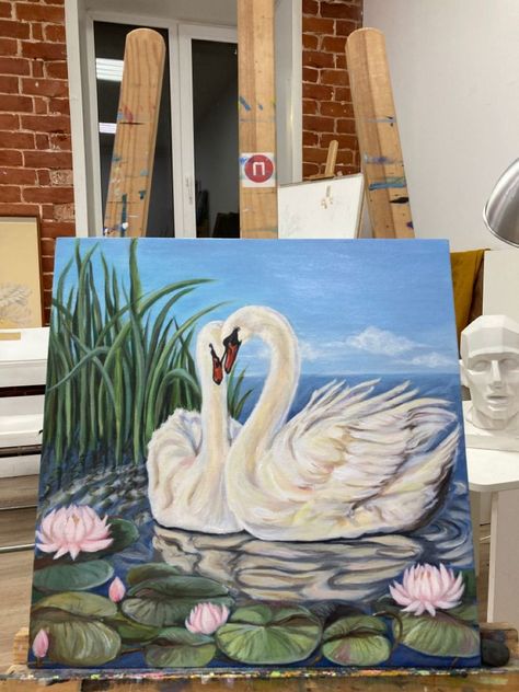 Large selection acrylic painting, oil painting, small painting Painting On Canvas For Beginners, Swan Painting, Christmas Paintings On Canvas, Canvas For Beginners, Texture Painting On Canvas, Canvas Painting Ideas, Canvas Drawings, Painting For Beginners, Easy Canvas Painting